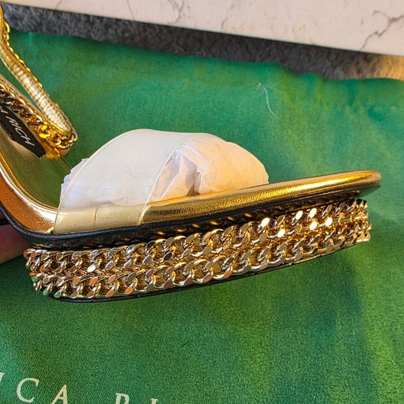 Jessica Rich Gold Chain‎ Platform Clear Toe Ankle Chain Stiletto Heels NIB Sz 40 - Picture 3 of 6